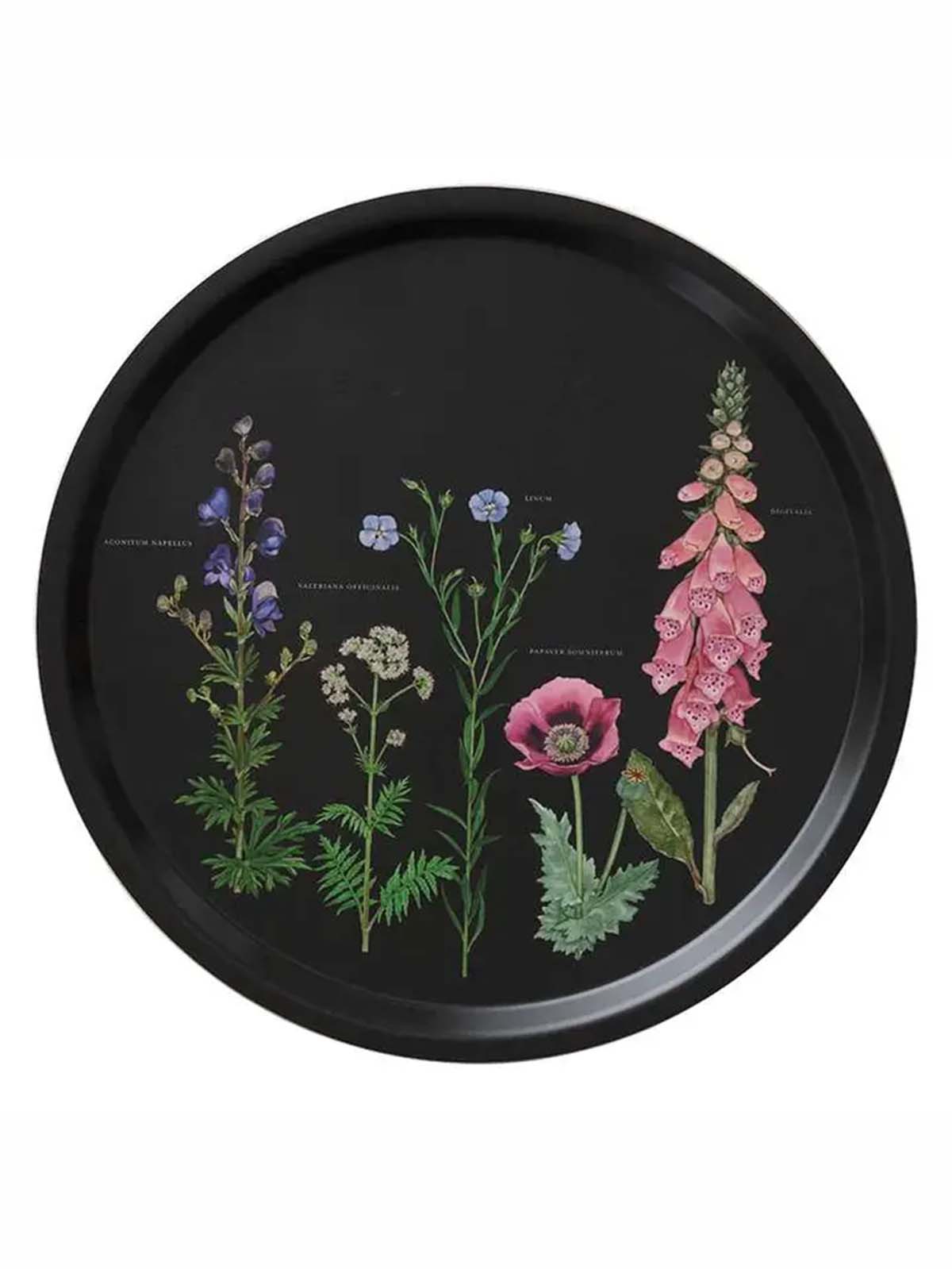 bricka från koustrup och co i svart med blommor