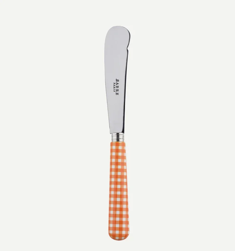 sabel smör kniv rutig i orange