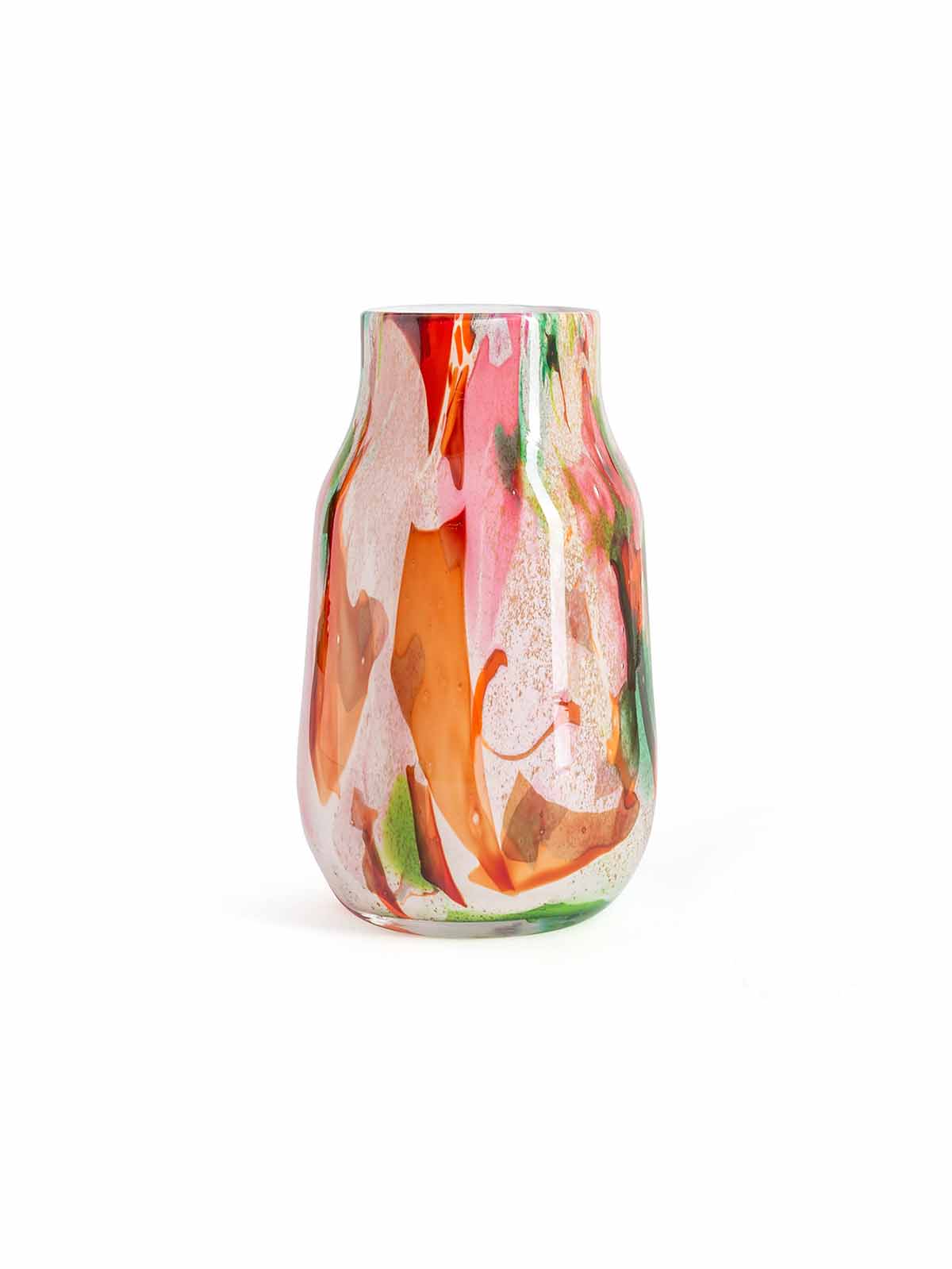 Opalglasvas, munblåst vas, grön, röd, blå färger fidrio, remix av Sofia