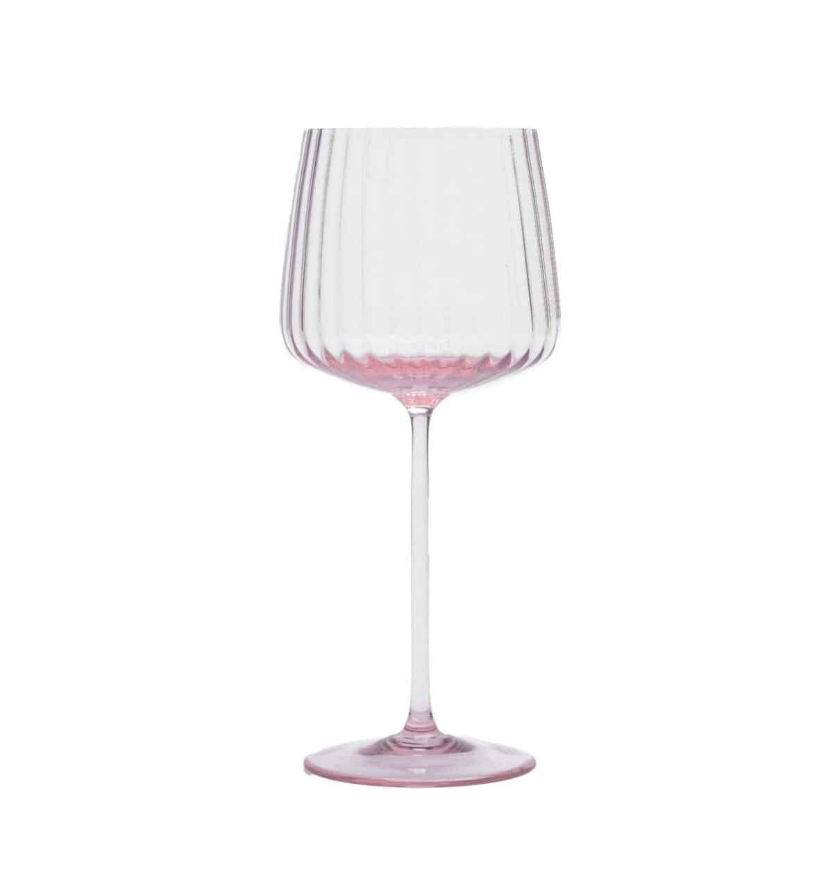 Lyon vinglas, rosa vinglas, borrlock, munblåst glas, handblåst vinglas, borrlock, glas.