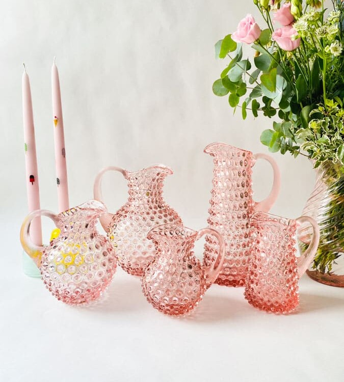 Pitcher i piggsvinsglas 2 liter - rosa - Bild 3