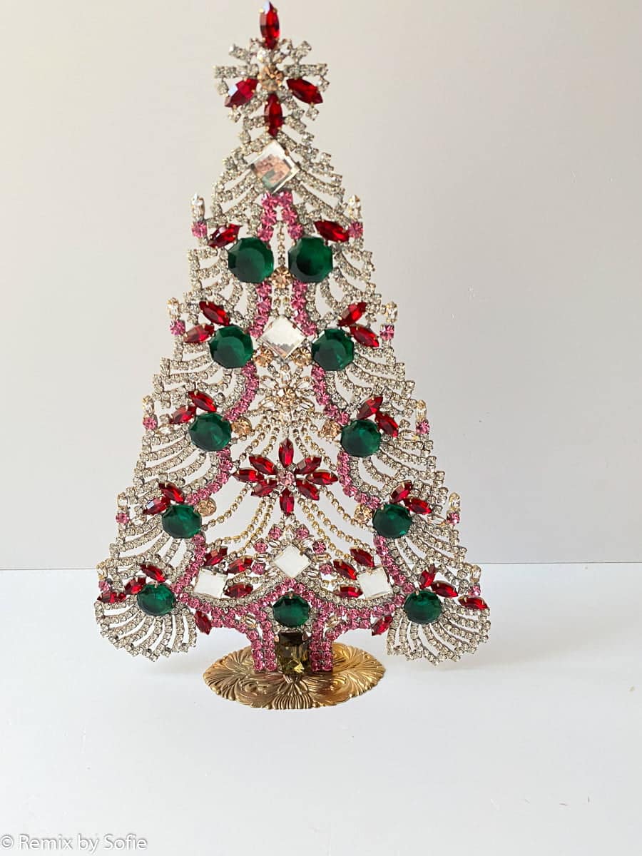 Julgran i strass, strass julgran, vintage julgran, tjeckiska julgranar, tjeckiska julgran, julprydnader.