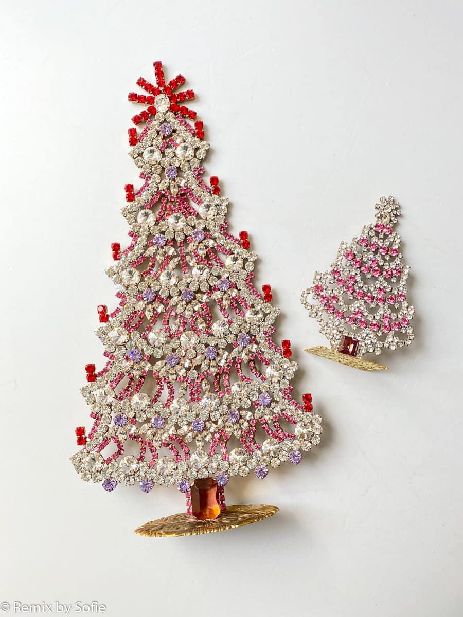 Julgran i strass, strass julgran, vintage julgran, tjeckiska julgranar, tjeckiska julgran, julprydnader.