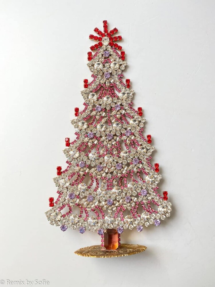Julgran i strass, strass julgran, vintage julgran, tjeckiska julgranar, tjeckiska julgran, julprydnader.