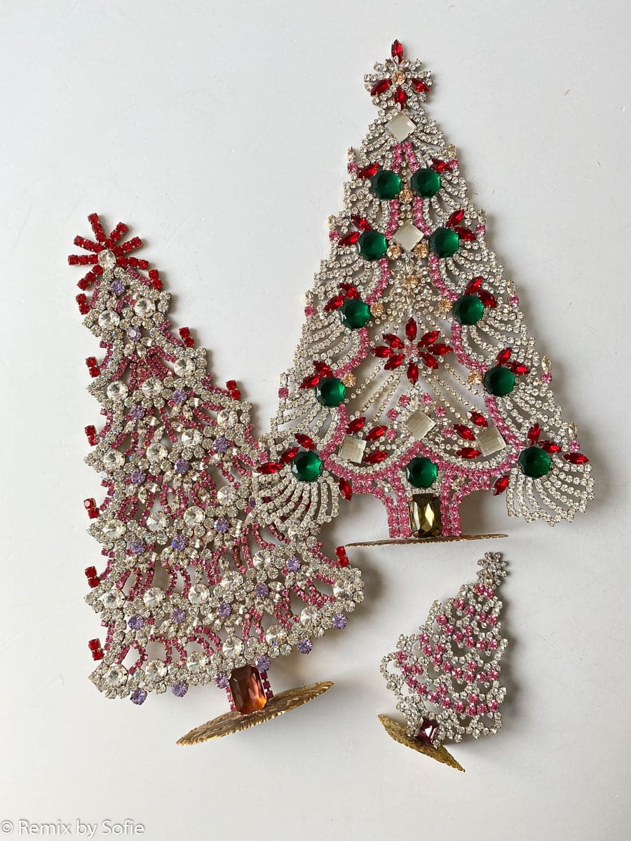 Julgran i strass, strass julgran, vintage julgran, tjeckiska julgranar, tjeckiska julgran, julprydnader.
