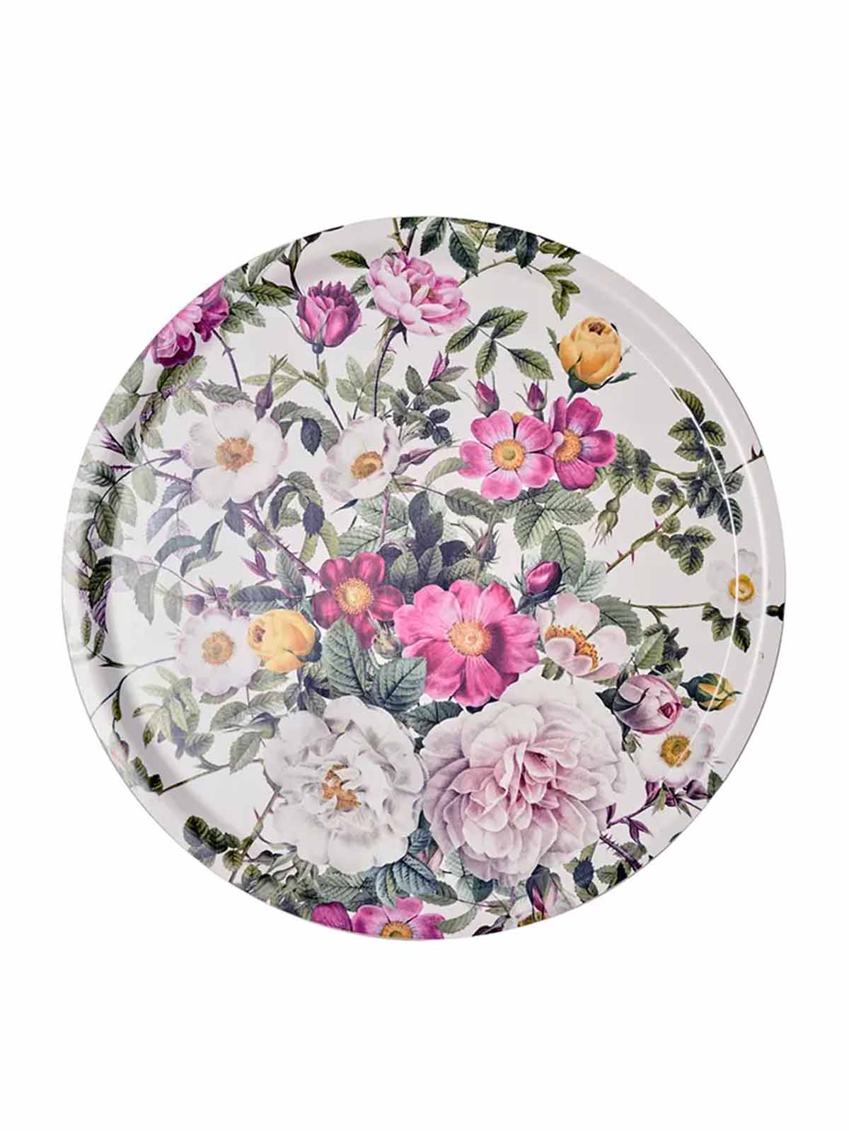 rund Bricka i björk från koustrup & co med blomsterträdgård