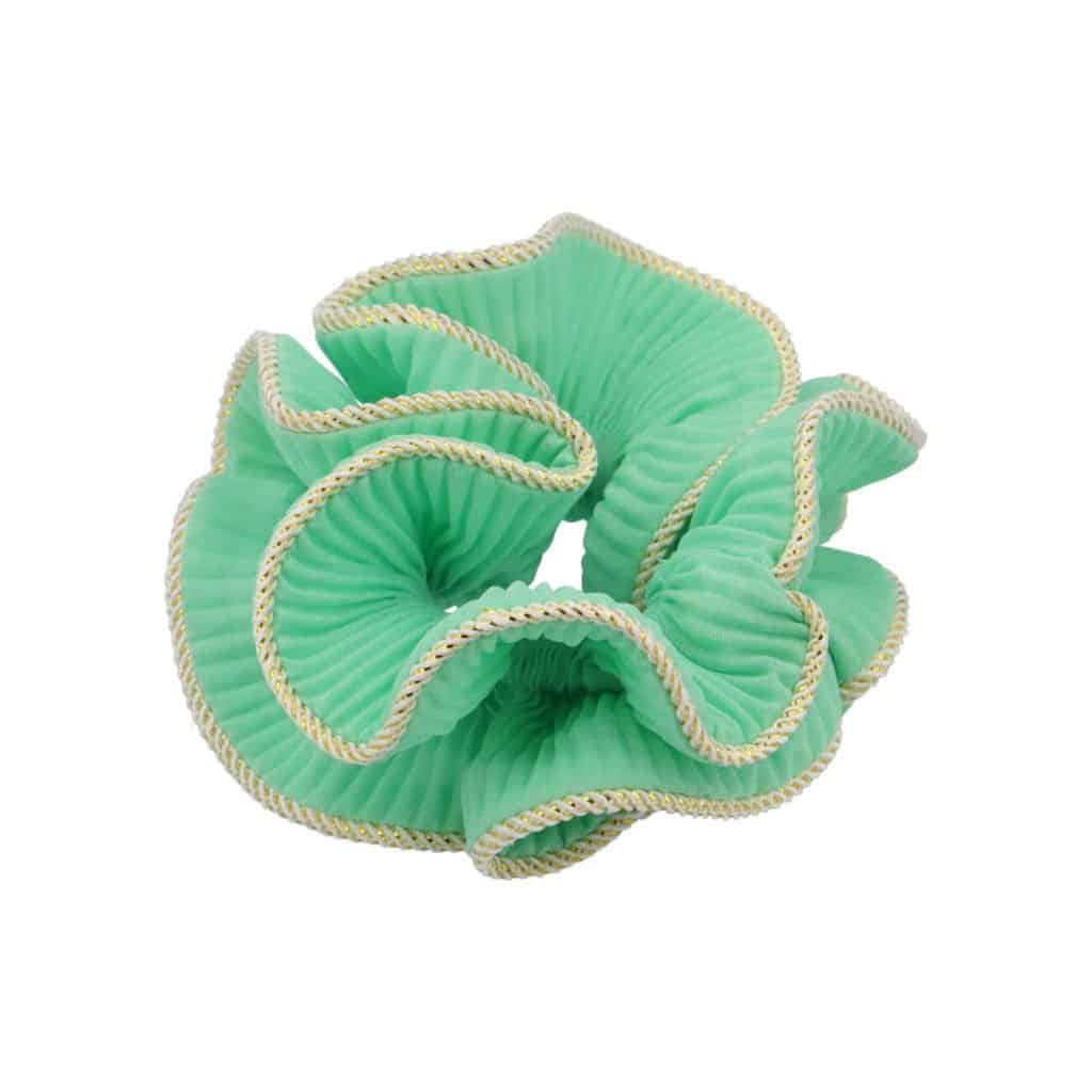 rosett genom staring, scrunchie, liljekonvalj, liljekonvalj, håraccessoarer, hårprydnader, mynta, mintgrön, mintkonvalj,