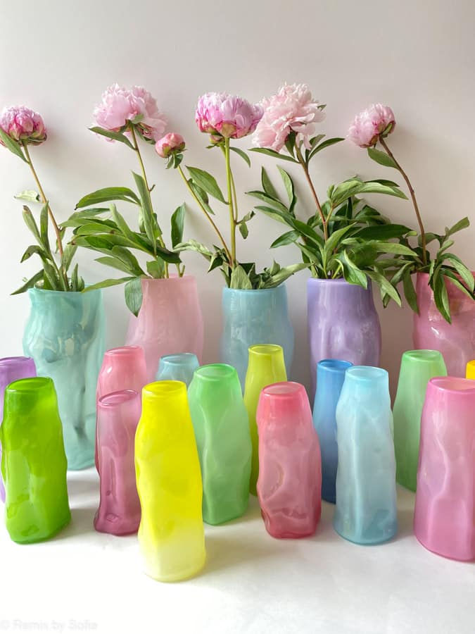 marie retpen vas, vaser, blommor vas, mun blåst glas, blomma mun blåst vas, curl vas, vas i organisk form, krökt vas, remix av sofie