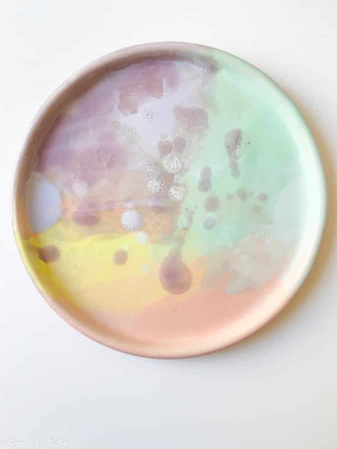 regnbåge splash skål, keramisk skål, keramisk skål, lera av tina marie, remix av sofie, frukost skål, pastell skål