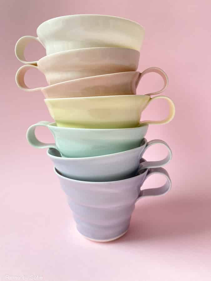 rikke maglesen keramik, porslinsmugg, kaffekopp, kopp, pastellfärgad kopp, kaffekopp, tekopp.
