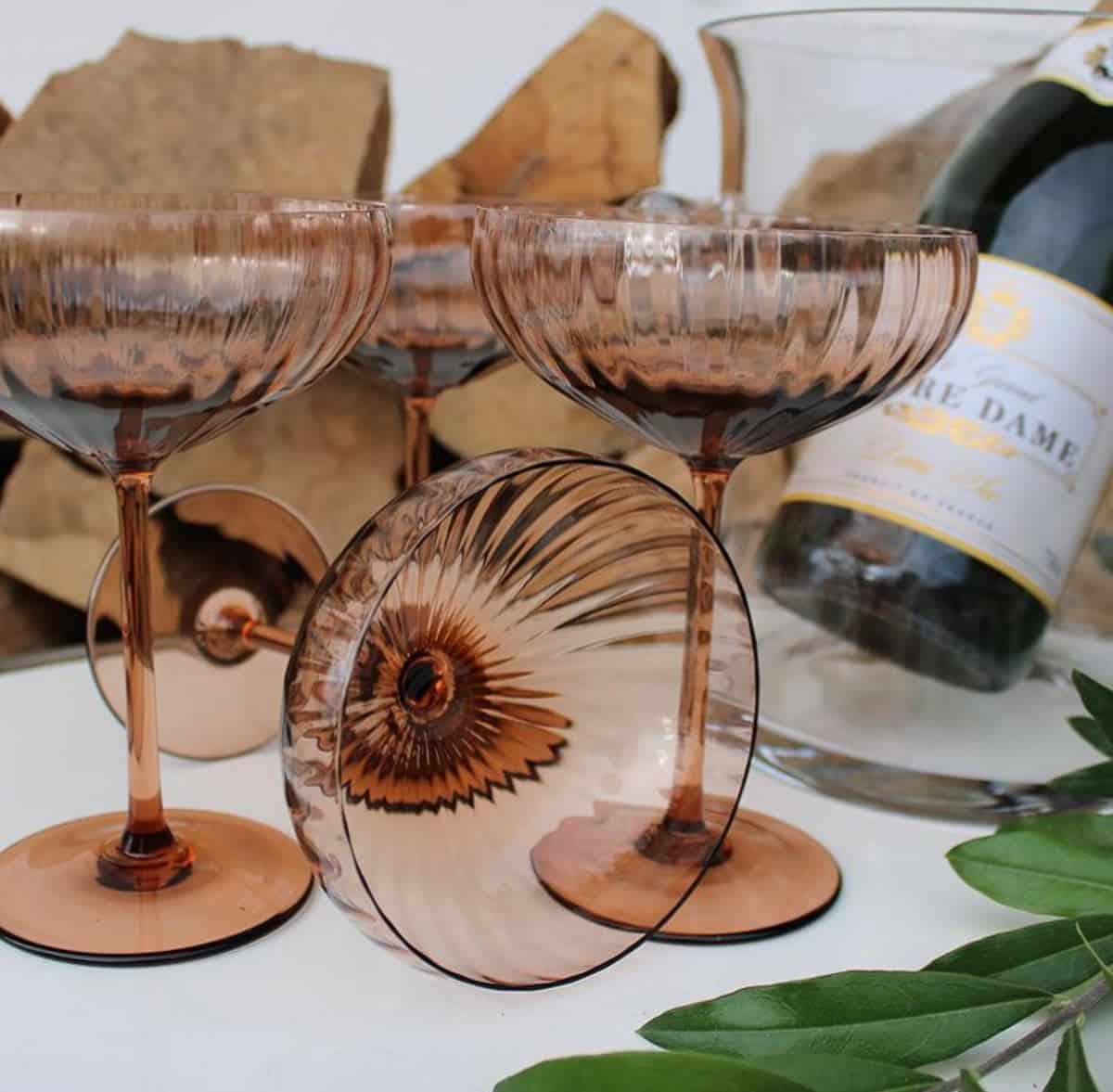 Anna von lipa glas, Anna von lipa champagneglas, champagneskål, champagneglas, brunt glas,