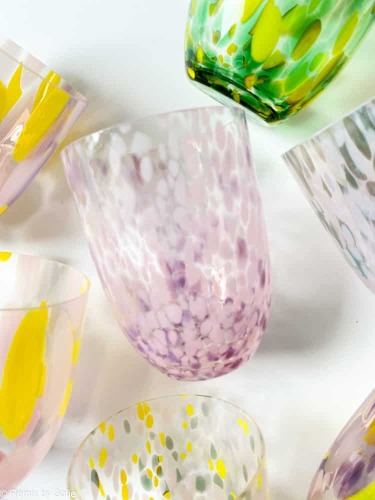 anna von lipa mix & match, swil glass, wawe glass, harlekinglas, tumlare, vattenglas, dricksglas, dricksglas, målat glas, interiör, dukning, glas från anna von lipa