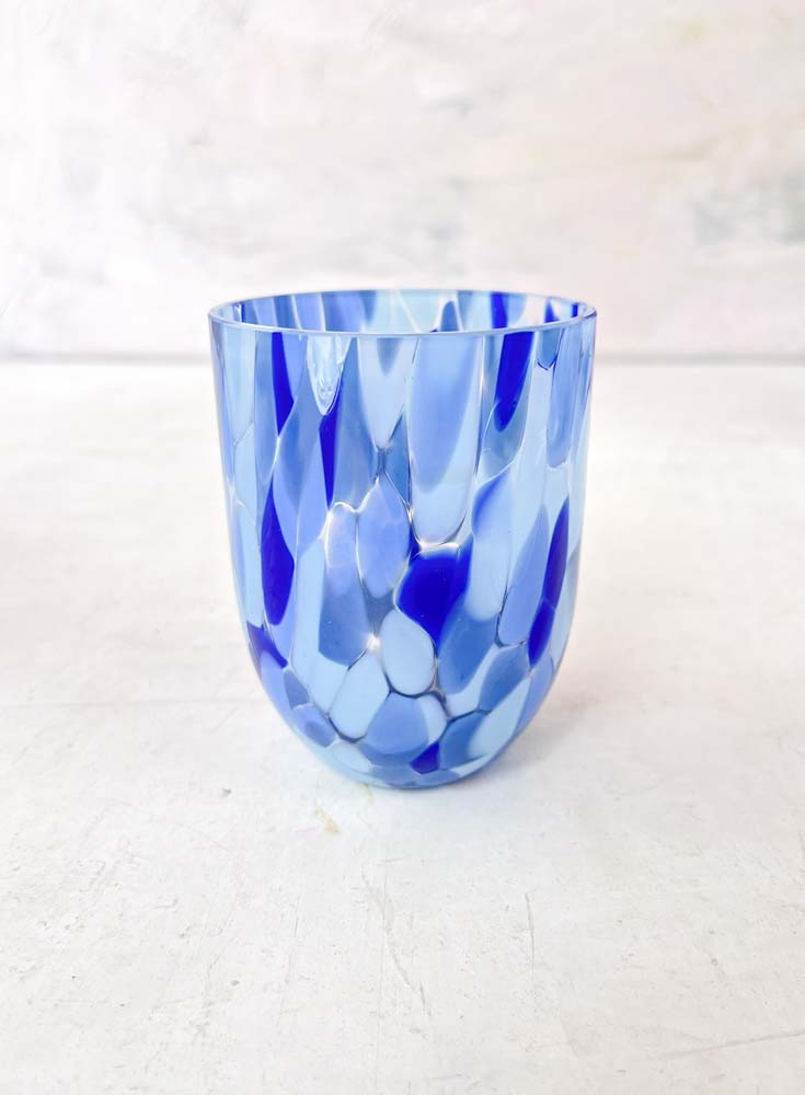 Anna von Lipa stänkglas och konfettiglas i blå färg
