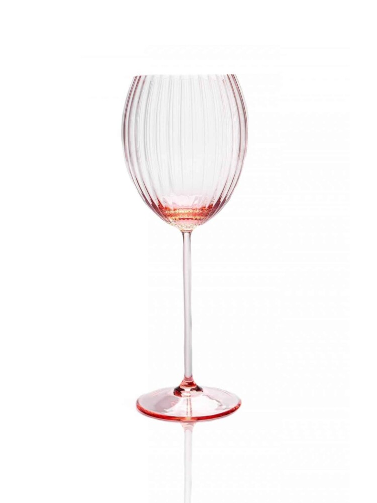 Lyon ovalt vinglas, rosa vinglas, borrlock, munblåst glas, handblåst vinglas, borrlock, glas.
