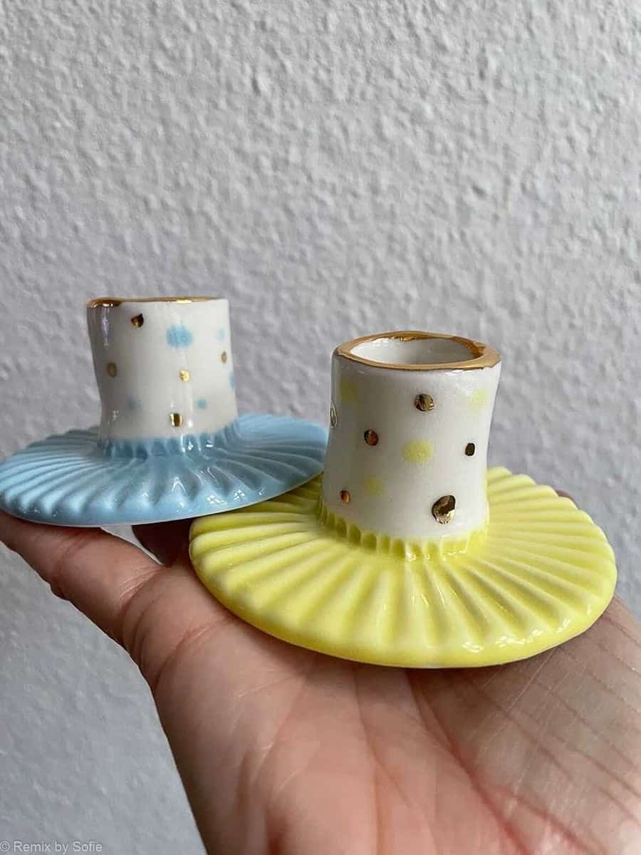 ljusstake, ljusstake med guld, galleri petz, porslinsljusstake