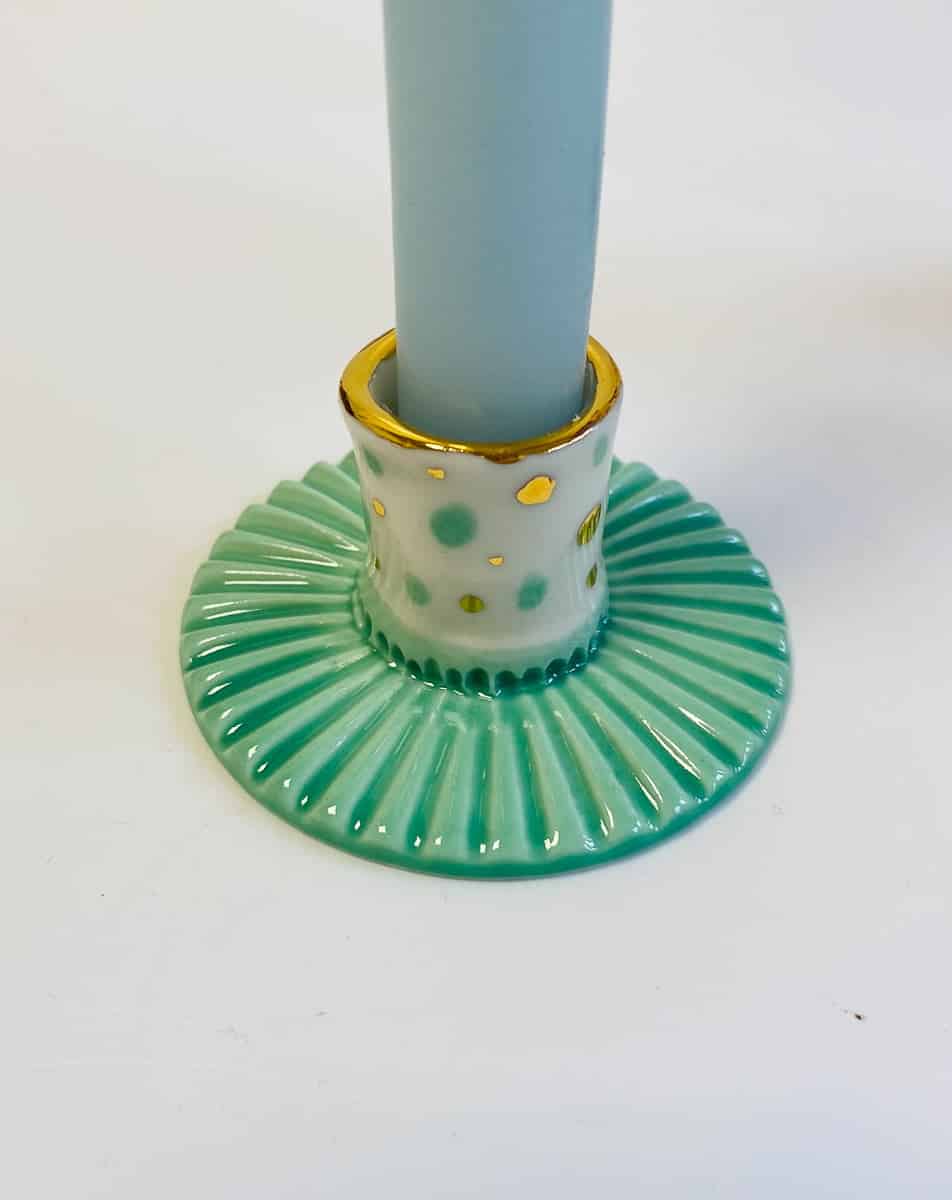 ljusstake, ljusstake med guld, galleri petz, porslinsljusstake
