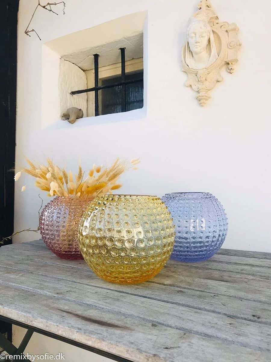 Alternativ syn på vas i piggsvinsglas 24 cm - oliv