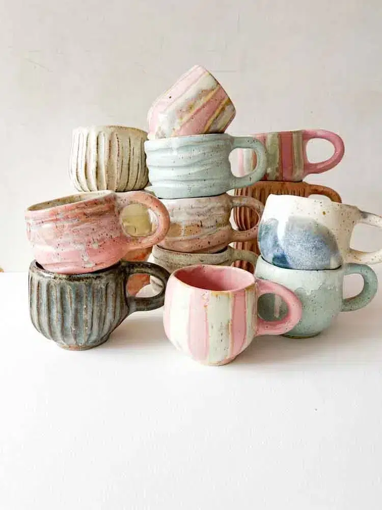 keramisk mugg, keramisk mugg, mugg med handtag, mugg utan handtag, espressomugg, cortadomugg, mugg, remix från Sofia.