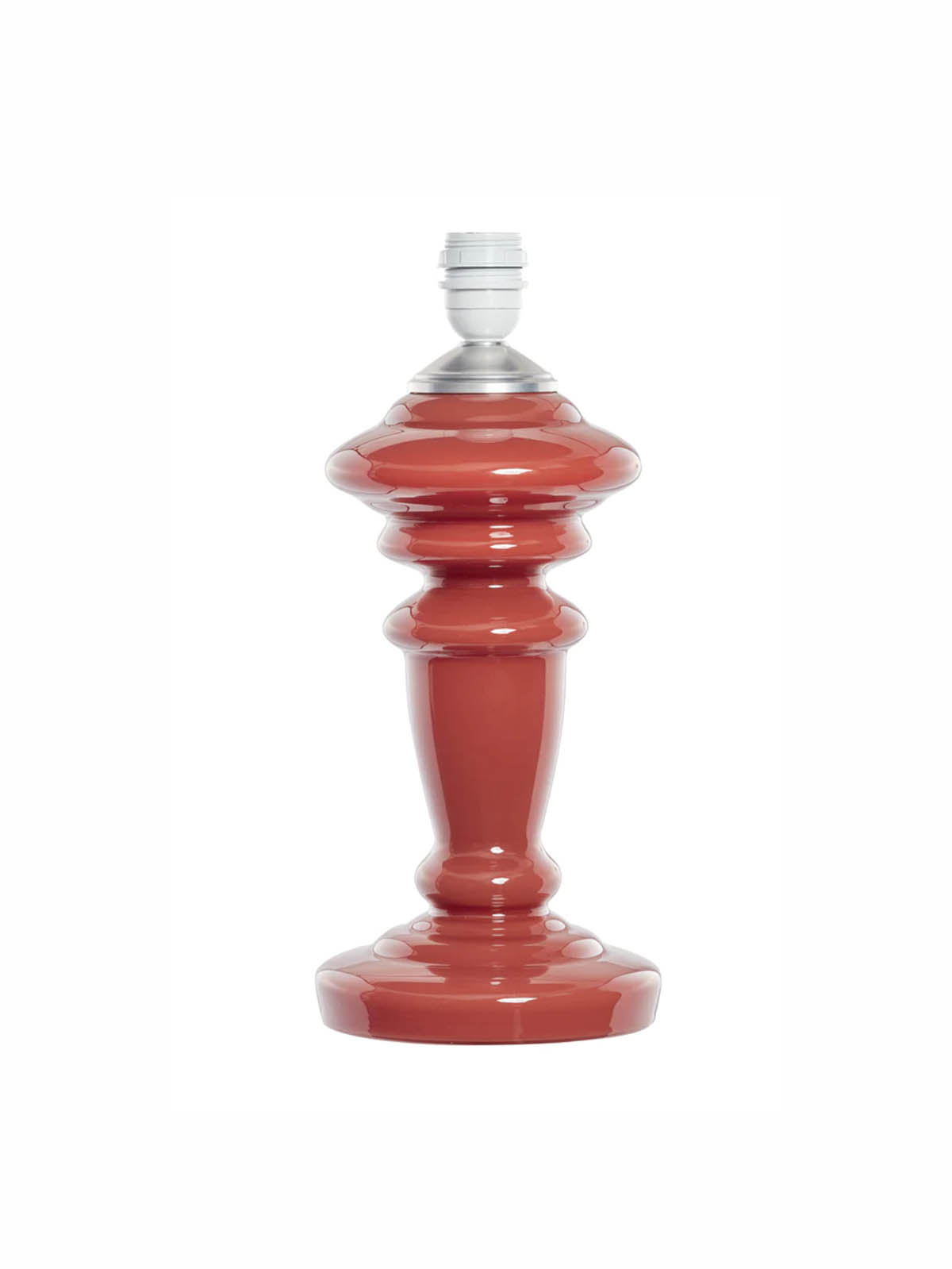 bordslampa i munblåst glas med oliver i rödrosa rosélampor