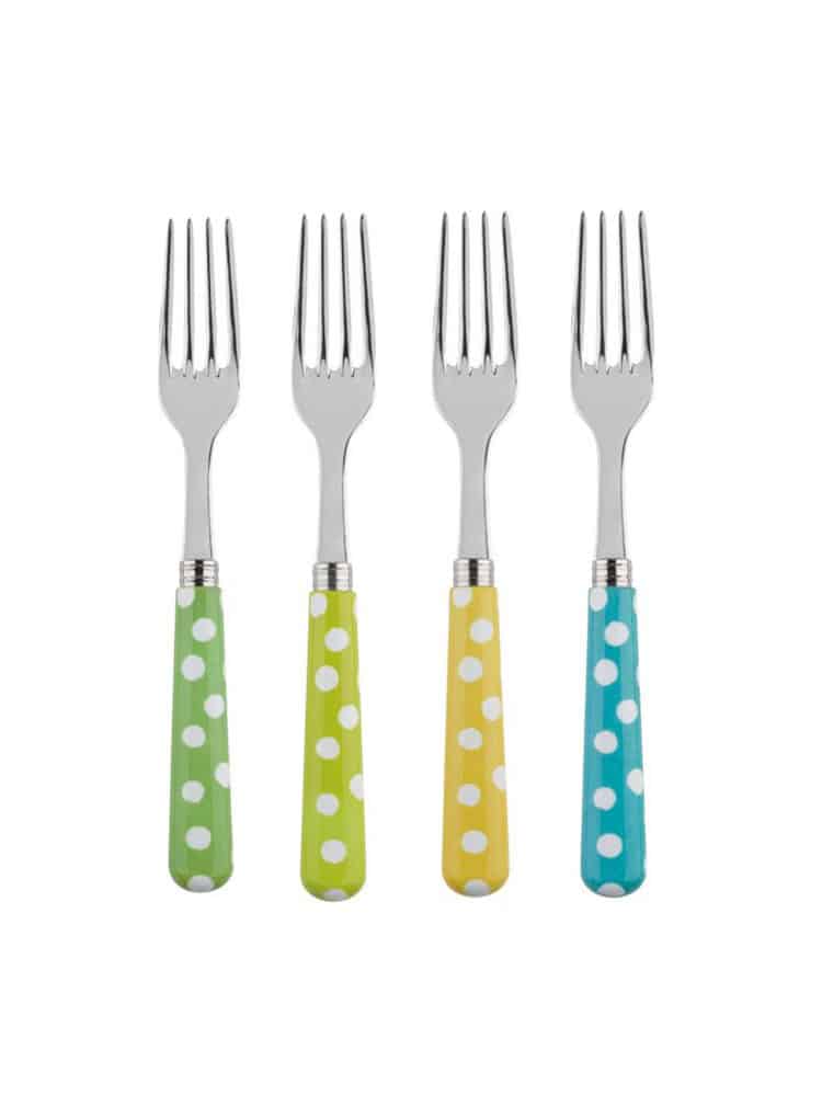 remix av sofie, bestick, pop, pop bestick, franska bestick, gafflar, färgade bestick, fransk design, prickade bestick,