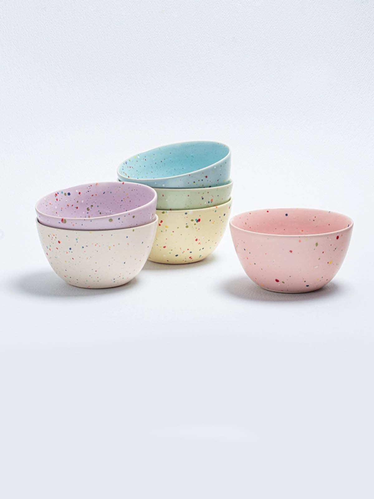 keramikskålar i pastellfärger med konfetti, 16 cm - Egg Back Hem