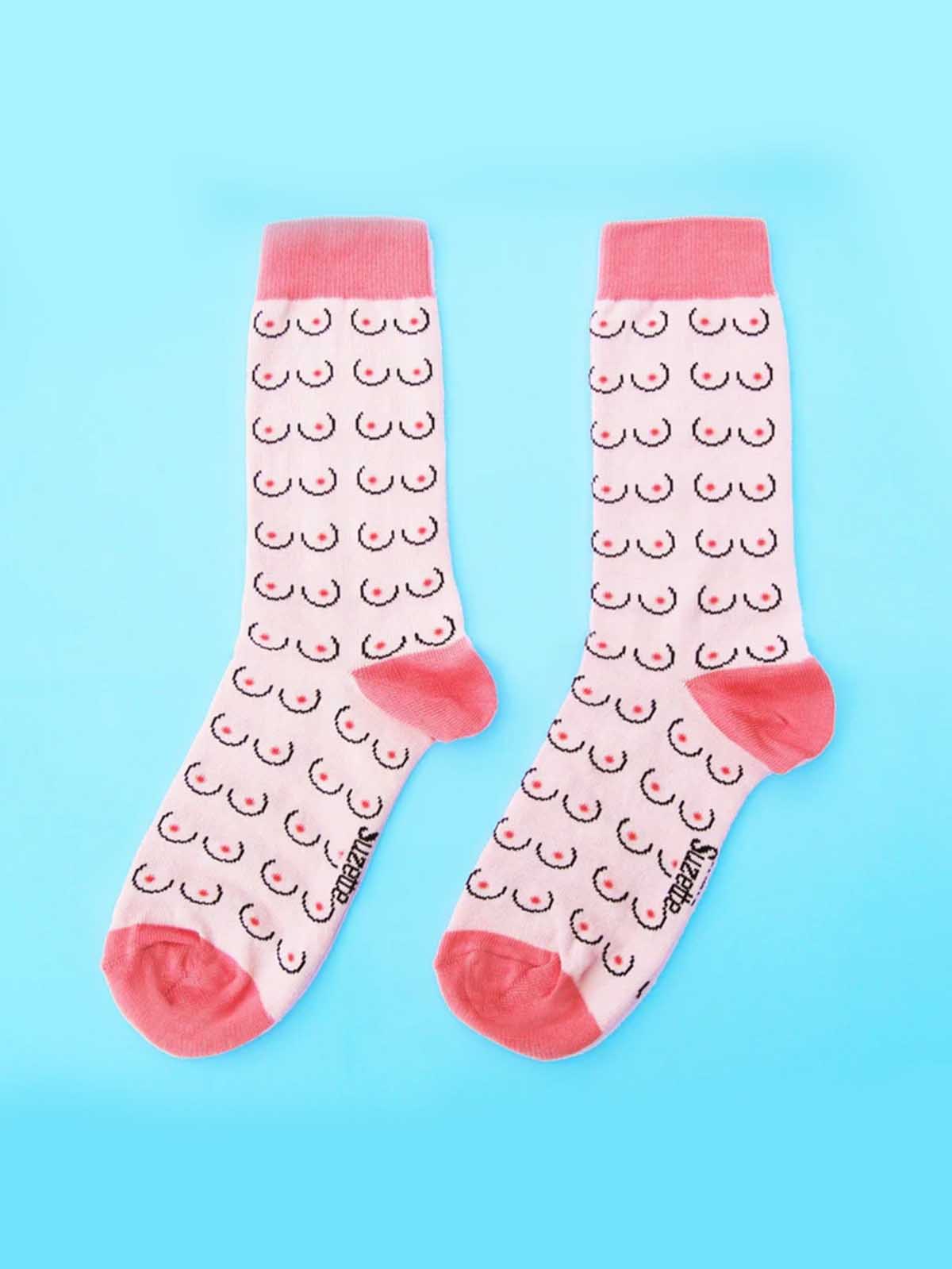Socken i bomull i rosa med bröst - Coucou Suzette