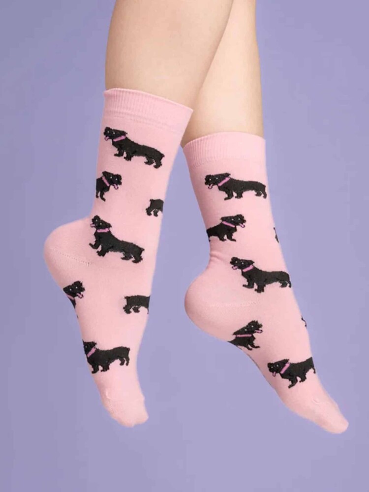 rosa med Staffordshire bull terrie strumpa, strumpor med hundar, remix av sofie, cou cou suzette, strumpor, strumpor i bomull, italiensk bomull, strumpor tillverkade i bomull,