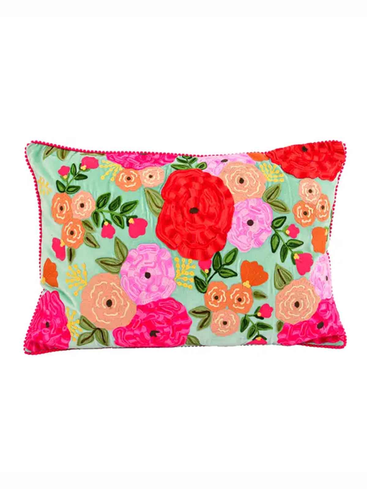 Kudd 40x60 cm, mint med blommor - Remix av Sofie