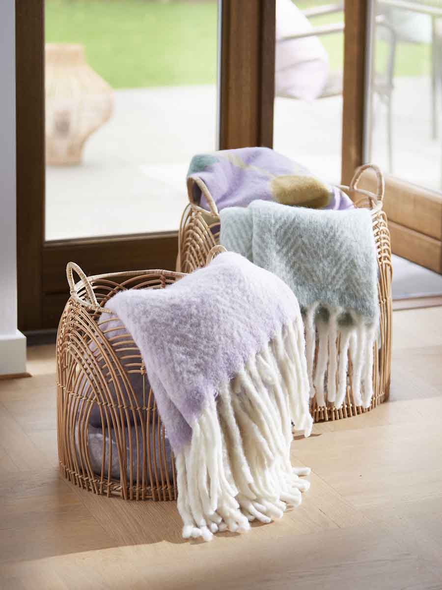 ullfiltar från cozy living i ljuslila och mintgrönt