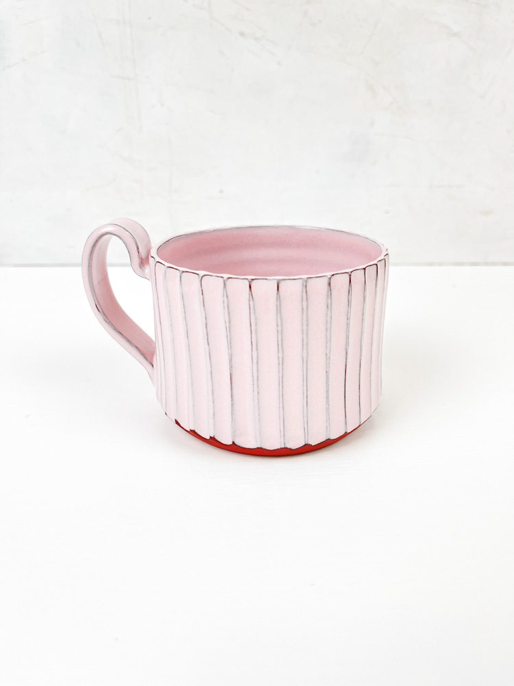 Babyrosa keramisk mugg med spår