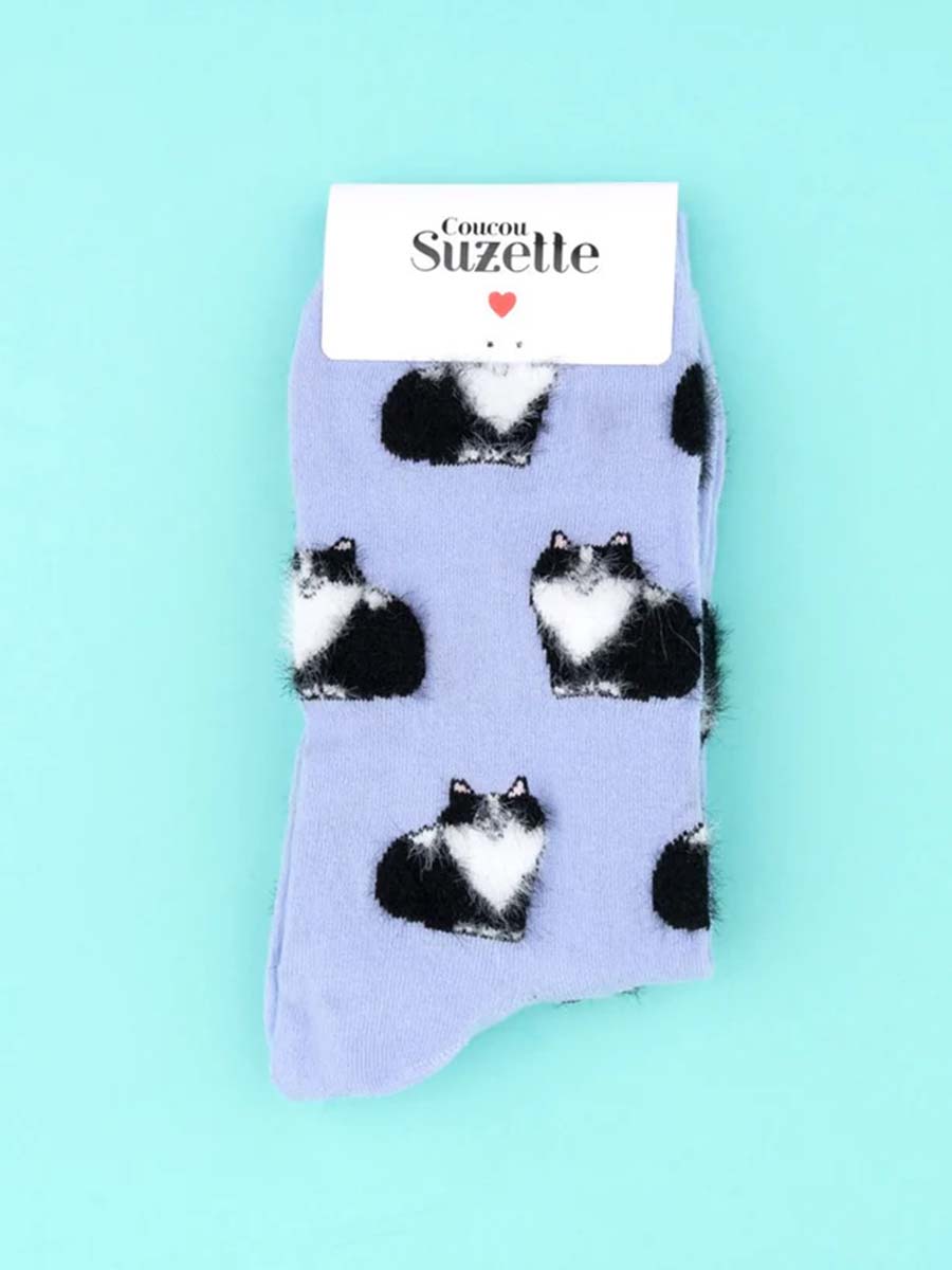 strumpor med katter i svart och vitt cou cou suzet