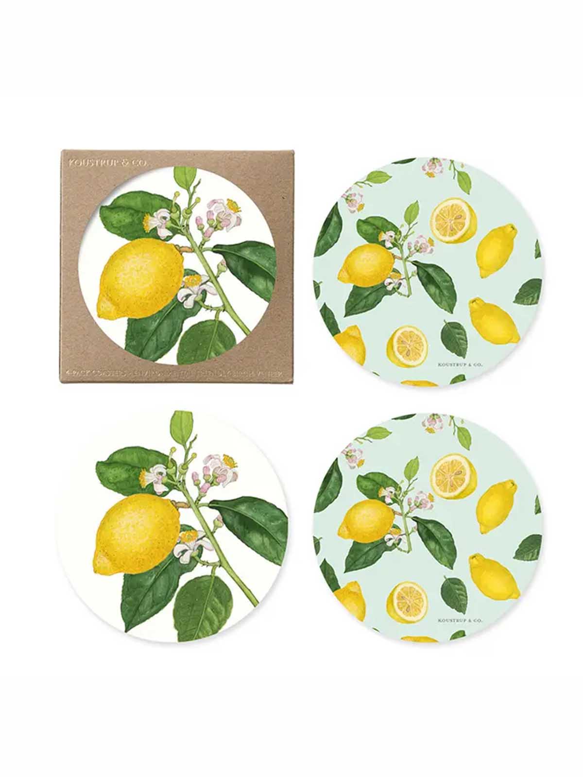 borskåner eller glasunderlägg för glas och varma föremål från koustrup & co. i björkträ med citroner.