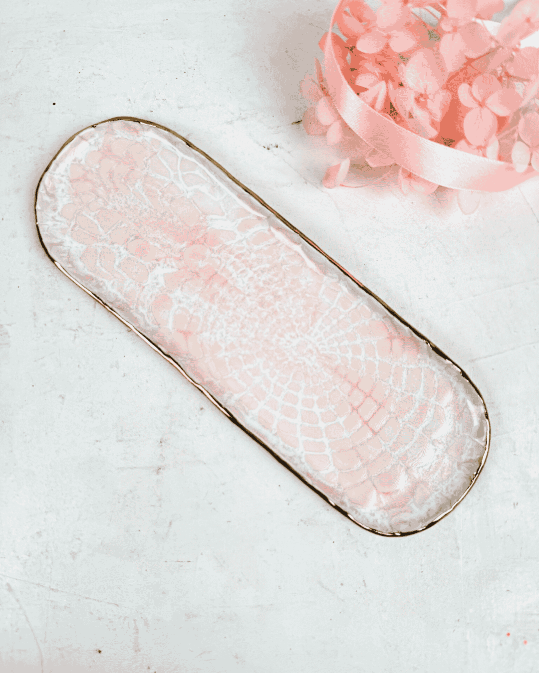 keramik från miabella - smyckesplatta i rosa