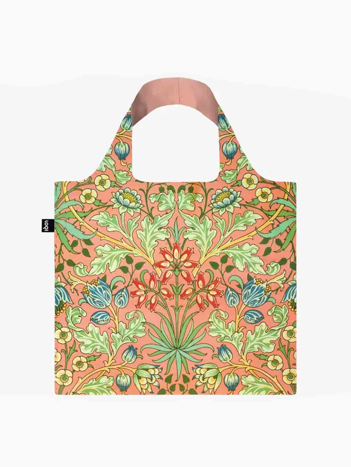 Loqi shoppingväska - mulåsna tillverkad av 100% återvunnen plast - William Morris Hyacinth