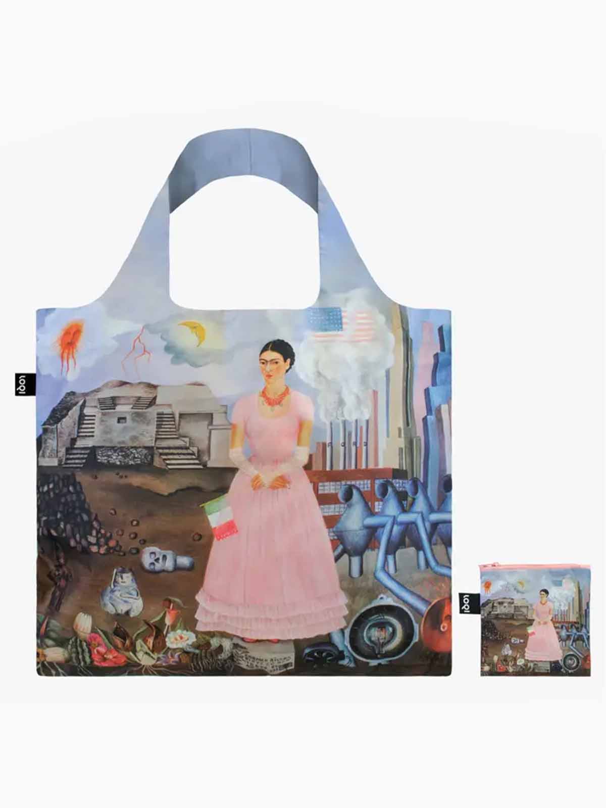 loqi shoppingväska - mulåsna tillverkad av 100% återvunnen plast - frida kahlo borderline