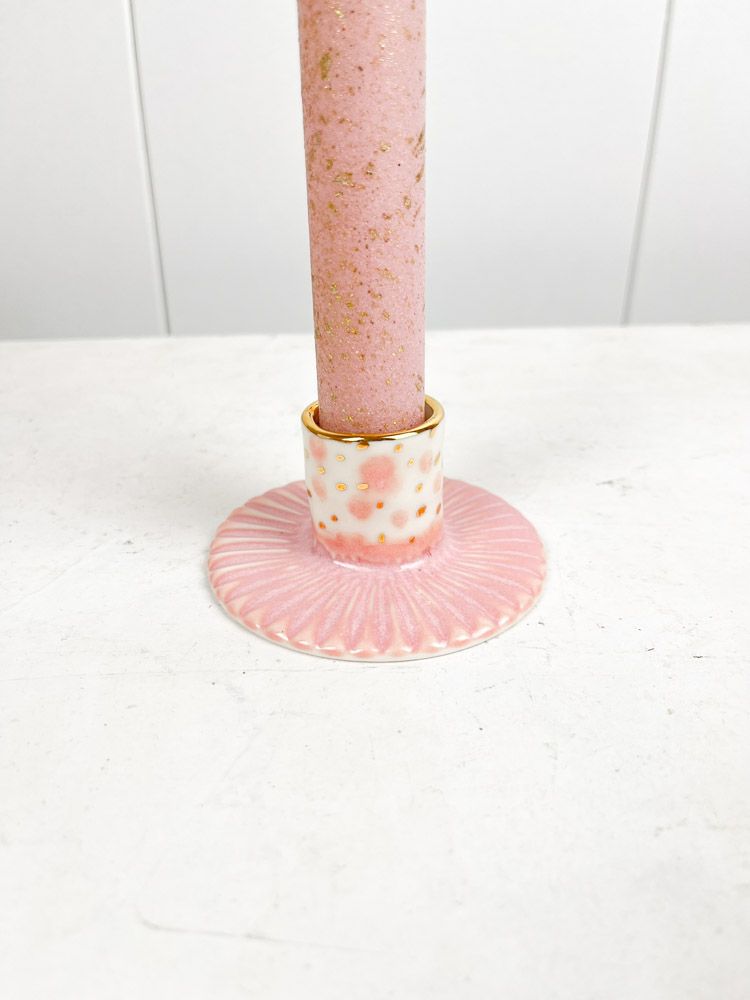 galleri petz ljusstake med guldprickar i rosa