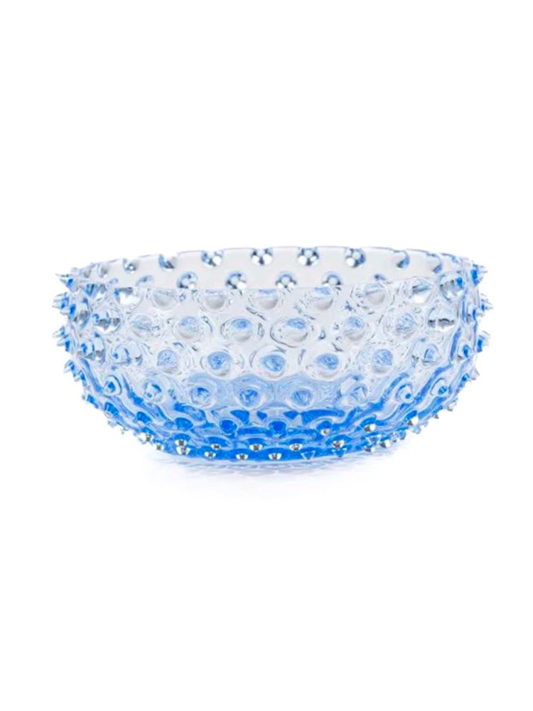 Skål i igelkottglas 17 cm - Babyblå