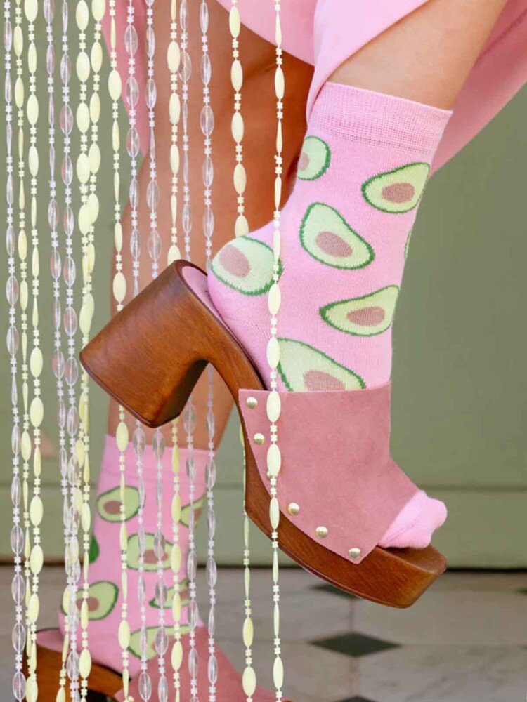 cou cou suzette bomullsstrumpor rosa med avokado