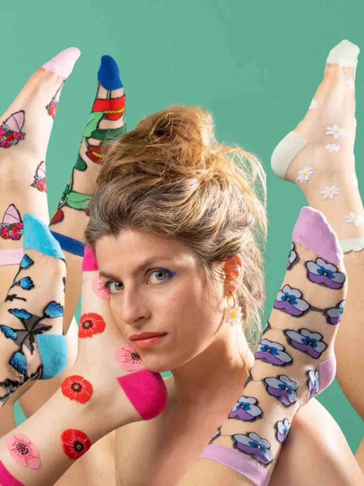 cou cou suzette-strumpor transparenta med blommor