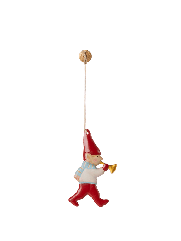 majestätisk prydnad jul elf med trumpet
