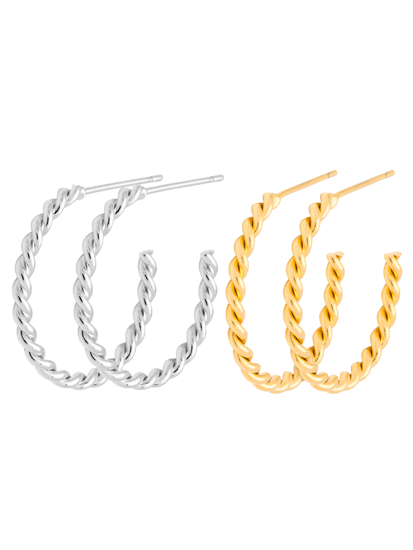 LULU1885 - Twisted Hoops par - Silverpläterad - Extra 6
