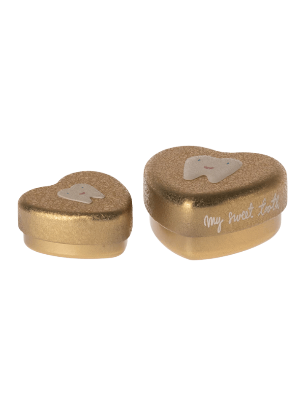 Hjärtformade tandlådor i guld - 2 stycken