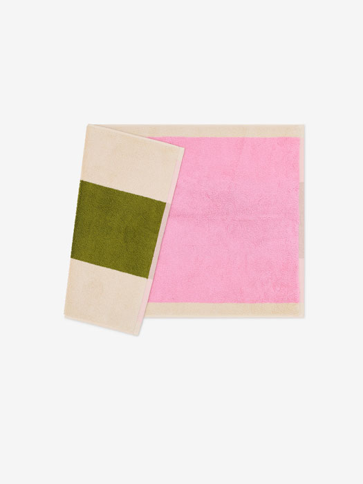 Badmatta 50 x 80 cm - Rosa & Oliv