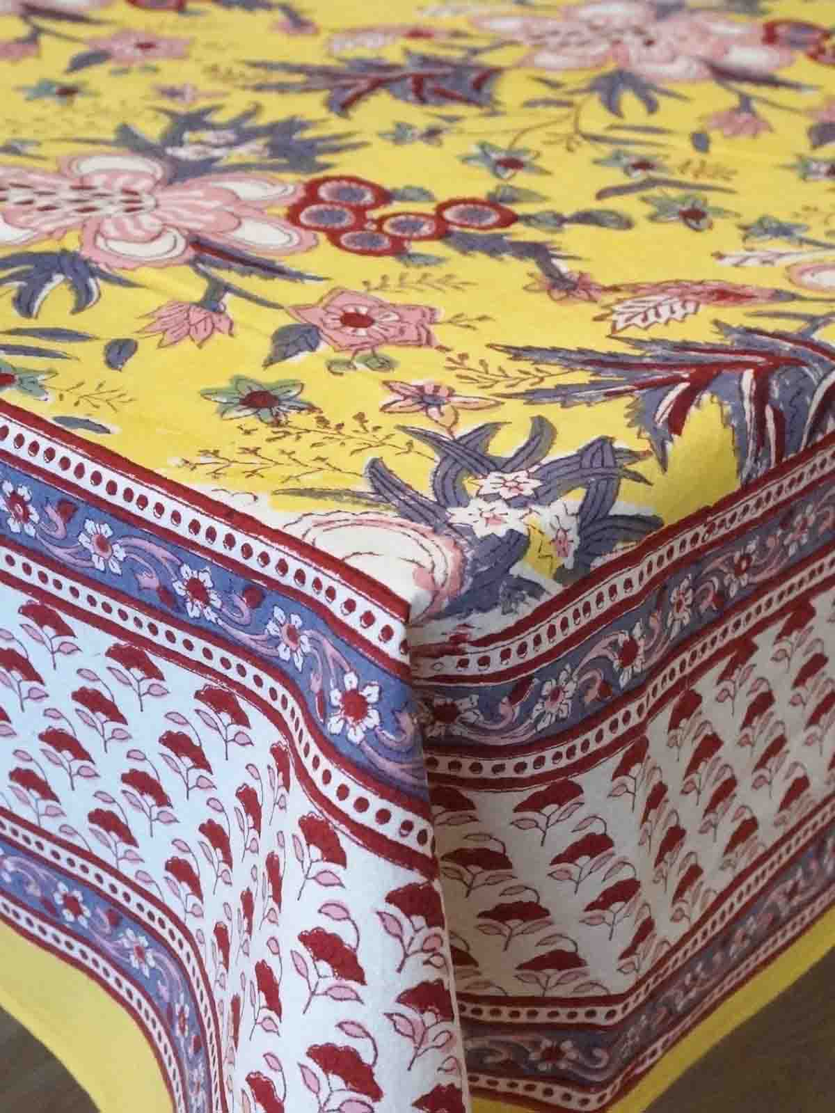 Alternativ bild av duk (140 x 230 cm) med blocktryck - Soleil