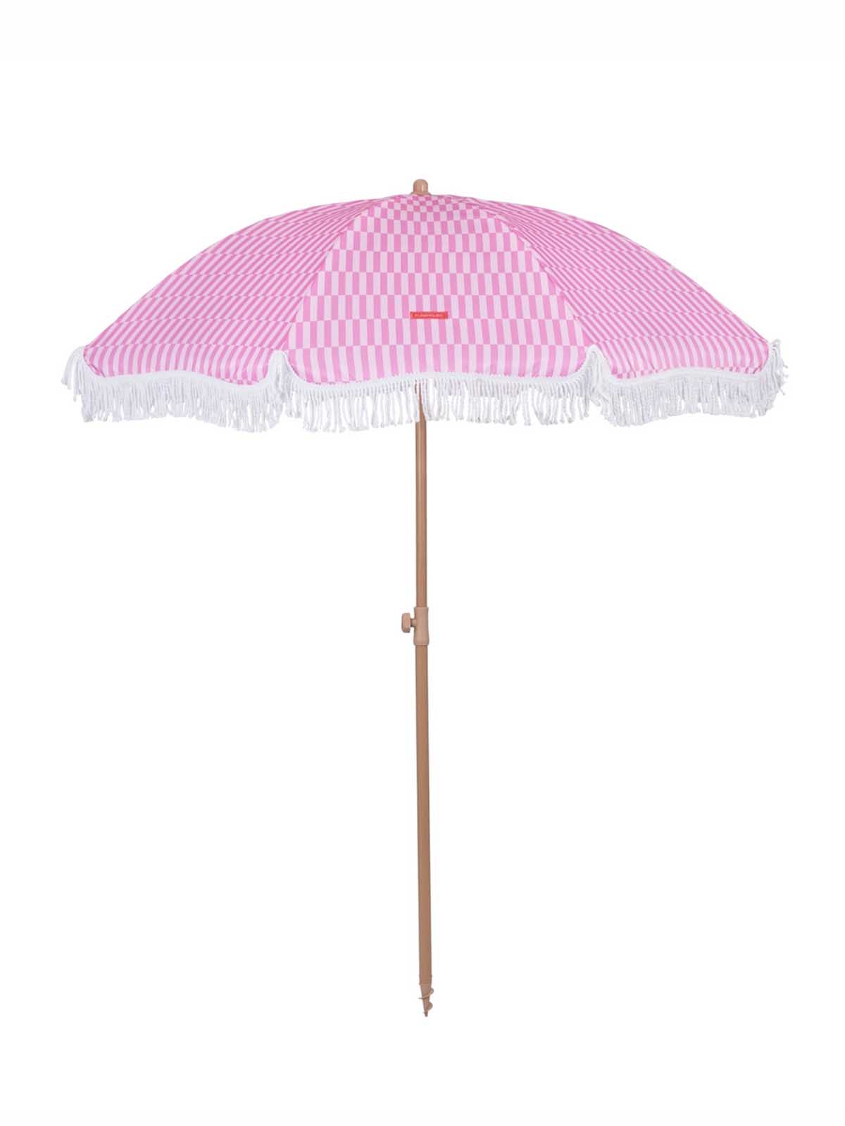 Strandparasoll med UV-skydd - Randig rosa