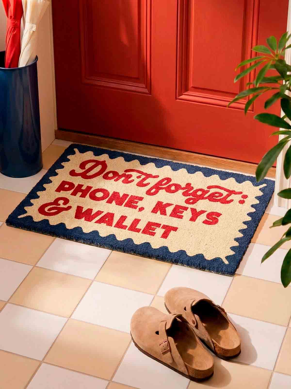 Dörrmatta 40 x 70 cm - Glöm inte mobilen, nycklarna och plånboken