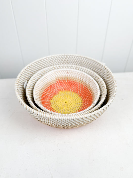Brödkorg (3 storlekar) - Offwhite, orange och gul