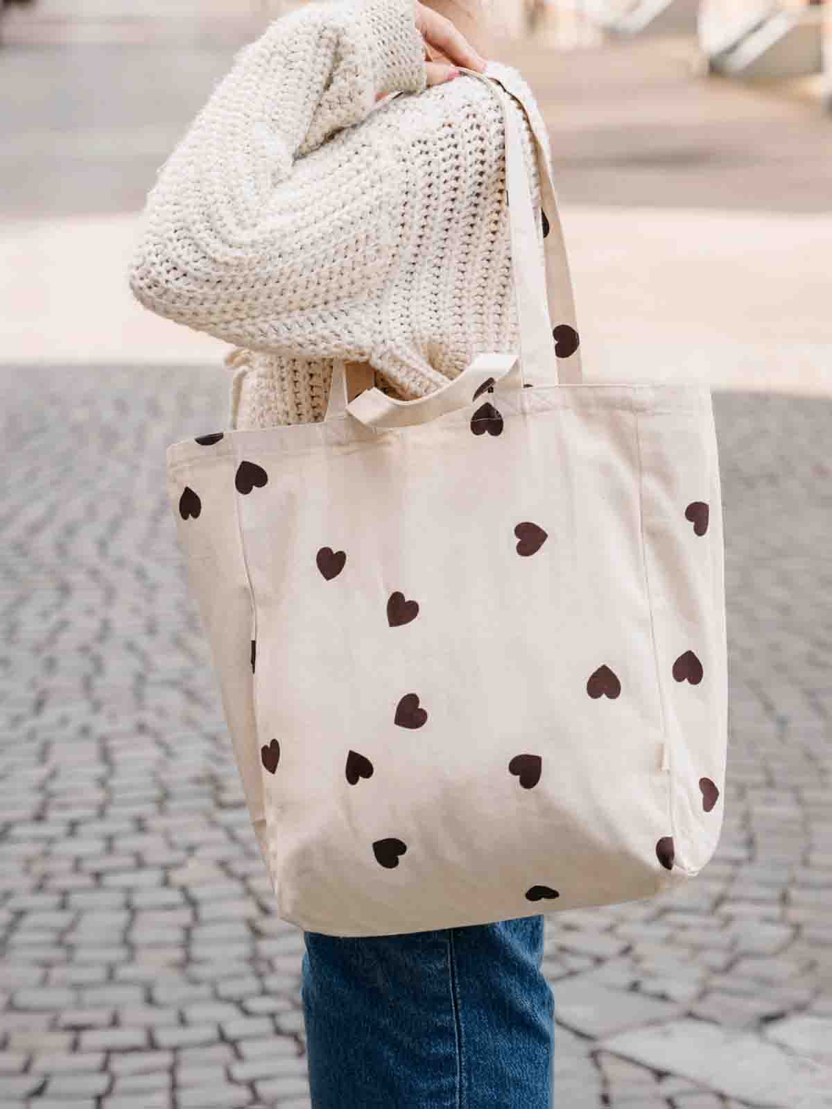 Alternativ bild av Canvas & quot;Totebag& quot; (40 x 37 cm) - Bruna hjärtan
