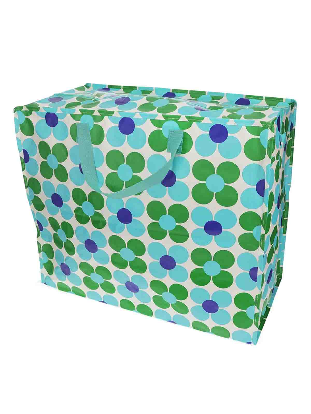 Jumbo förvaringspåse 78 liter - Blommor blå och grön