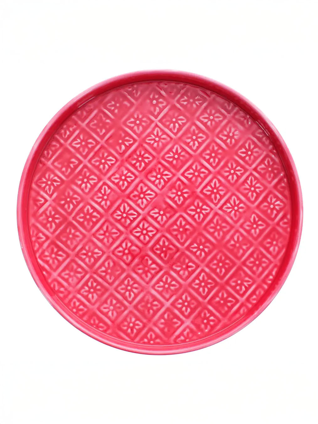 Rund emaljbricka (30 cm) - Rosa